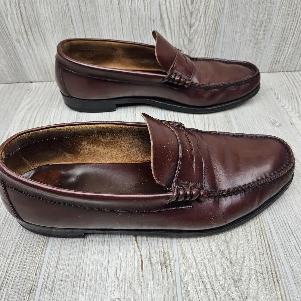 Florsheim Shoes Mens Size 9 Burgundy Penny Loafers Leather Slip On Dress Classic
